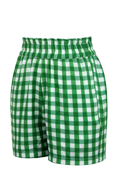 Green Gingham Paperbag Shorts