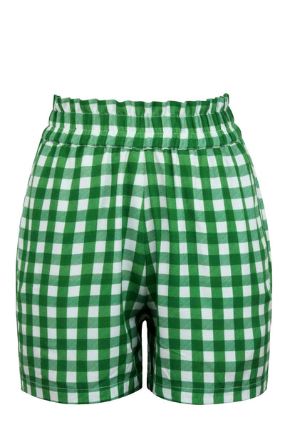 Green Gingham Paperbag Shorts