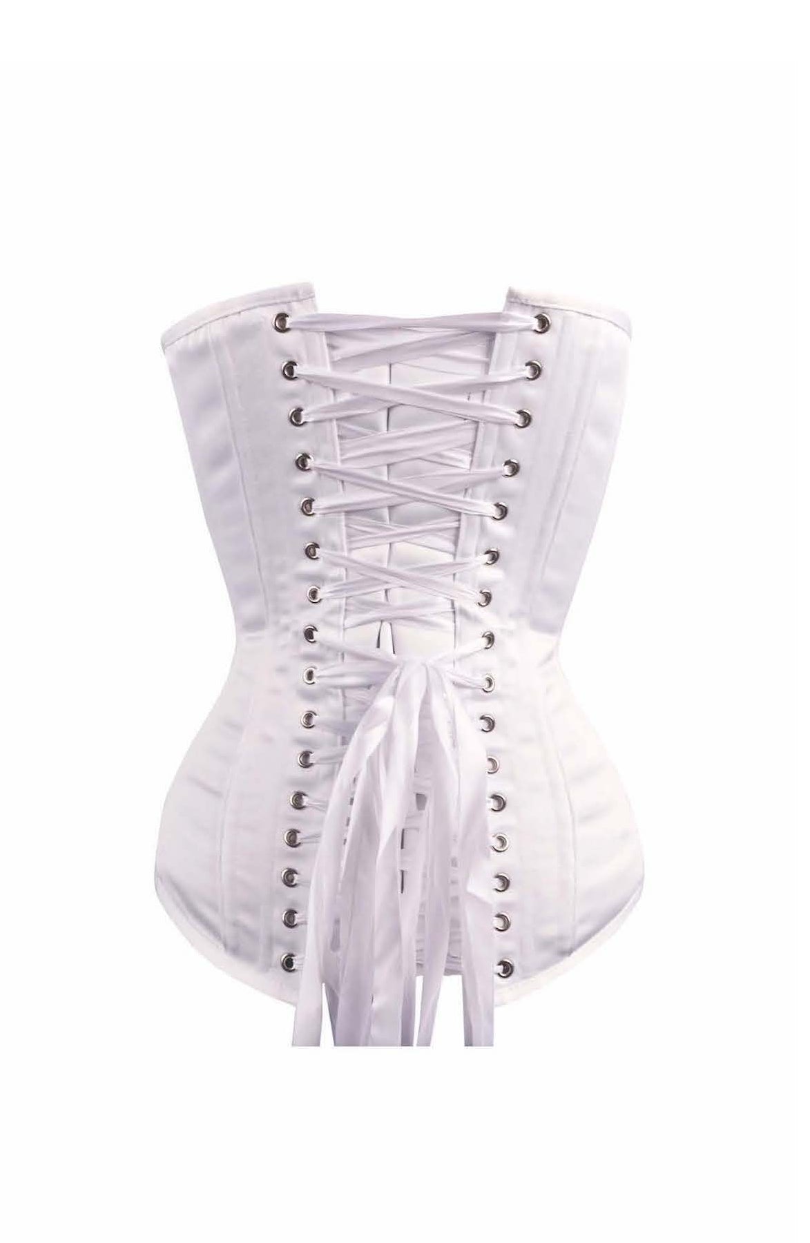 BASICALLY BEAUTIFUL WHITE SATIN LONGLINE CORSET BACK