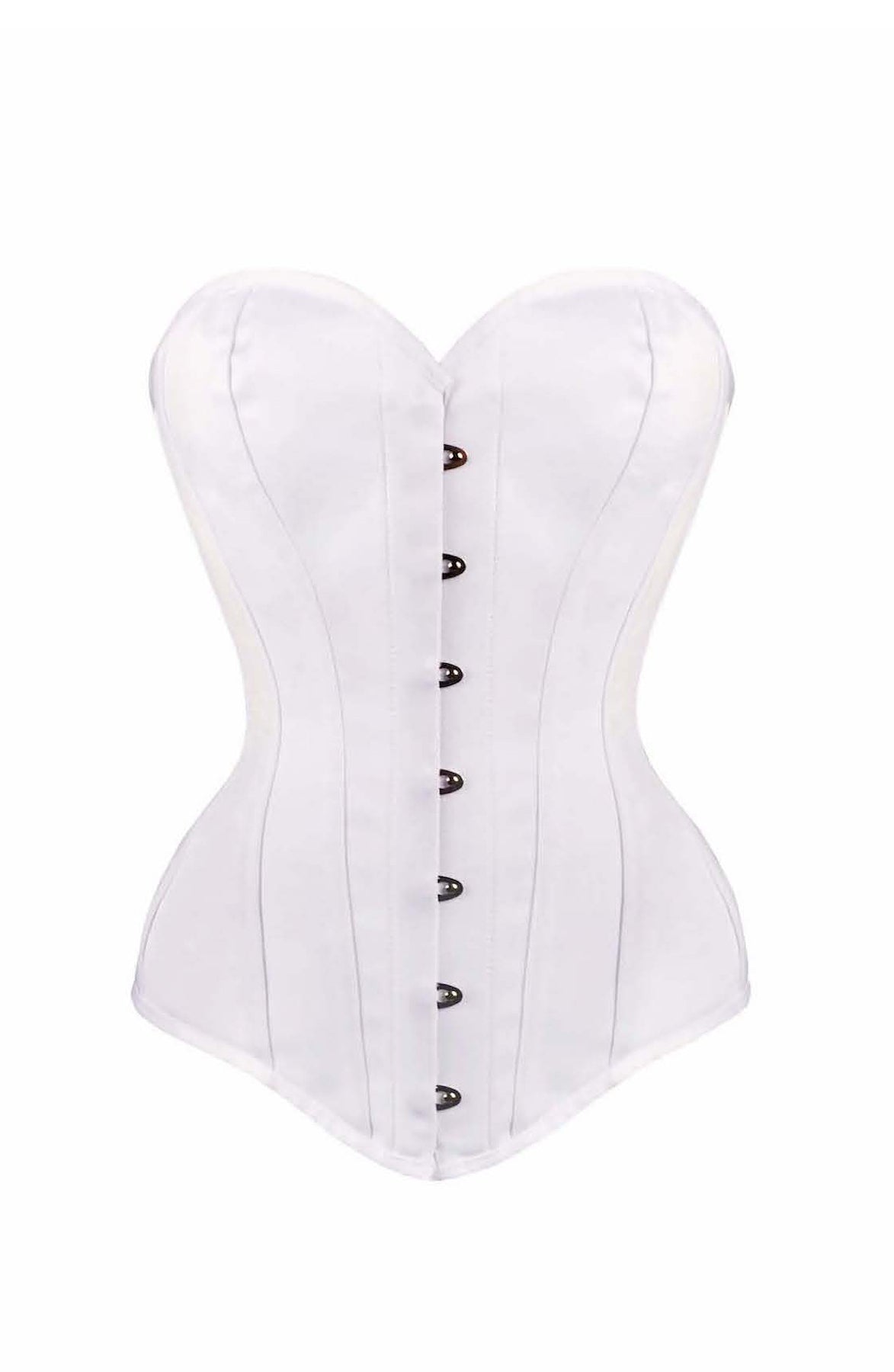 BASICALLY BEAUTIFUL WHITE SATIN LONGLINE CORSET FRONT