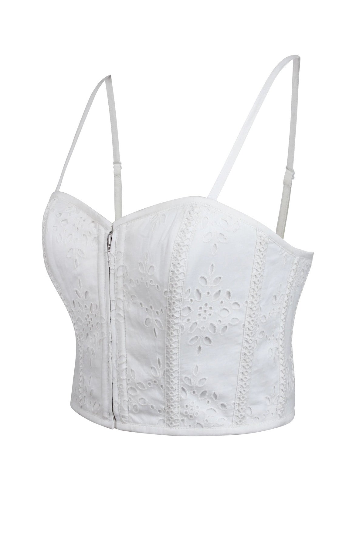 DELICATELY DAINTY WHITE CROPPED CORSET SIDE