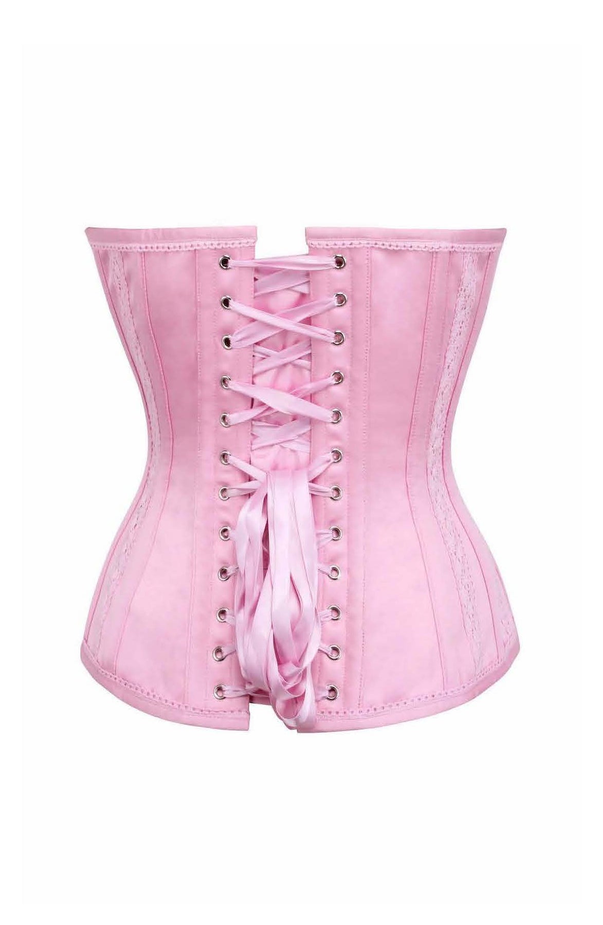 PRETTY IN PINK SATIN LACE CORSET BACK