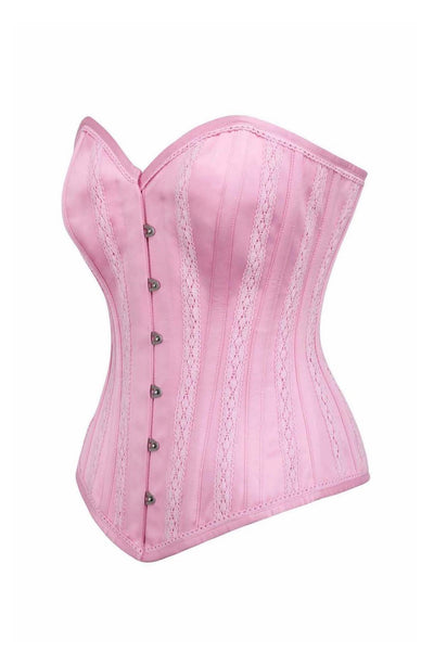 PRETTY IN PINK SATIN LACE CORSET SIDE