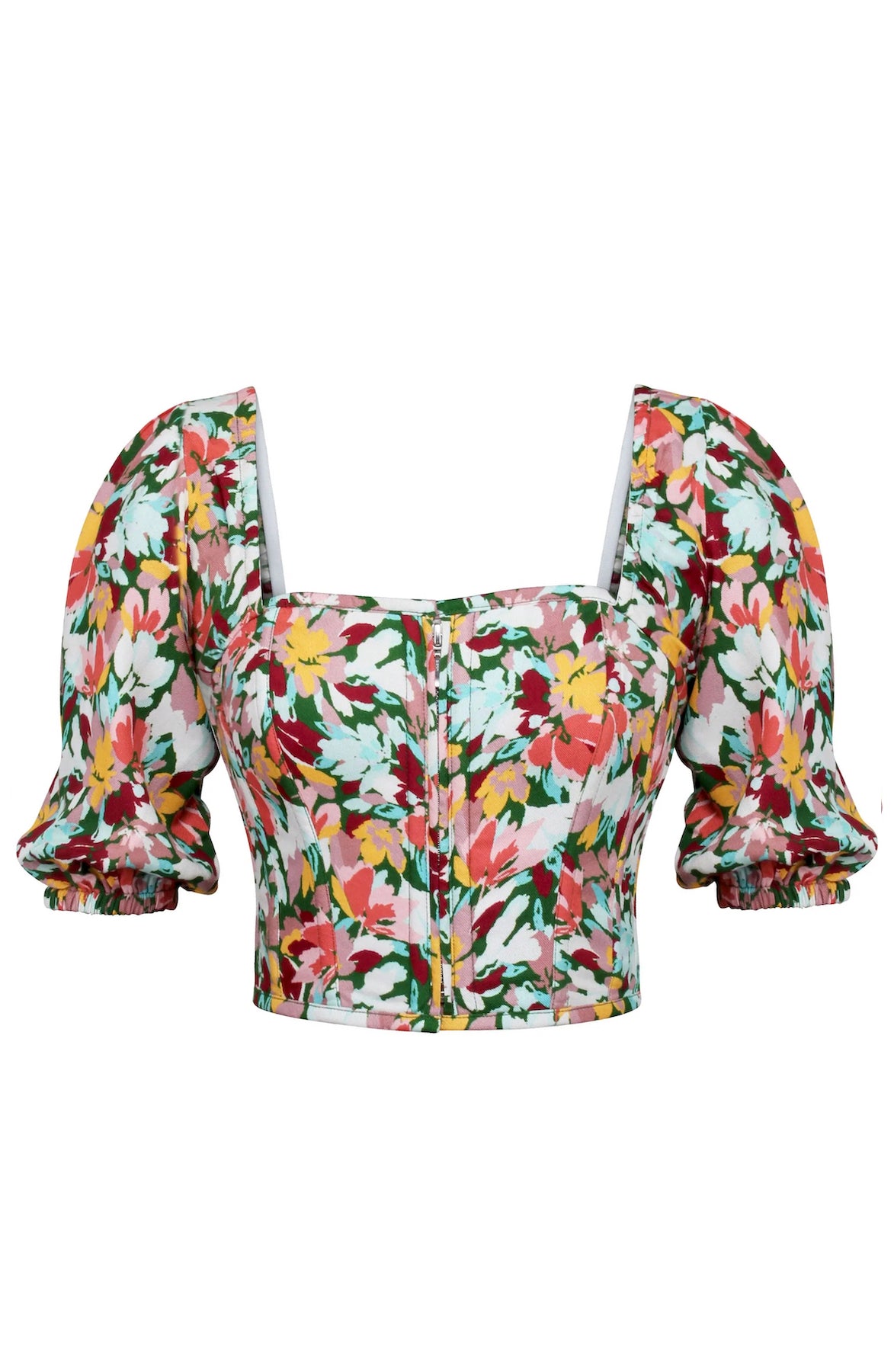 ROSADA FLEUR CROPPED CORSET TOP FRONT