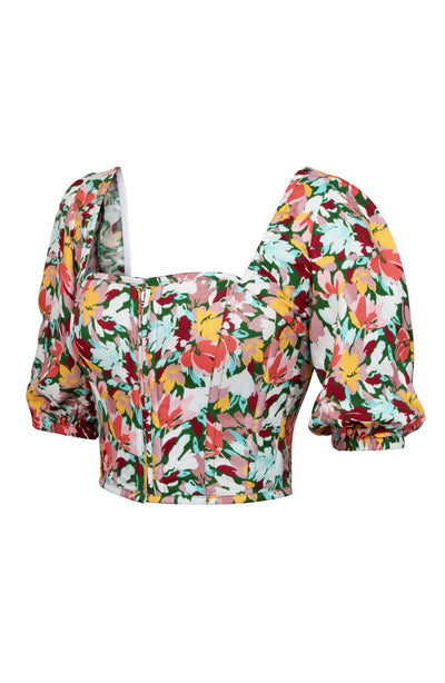 ROSADA FLEUR CROPPED CORSET TOP SIDE