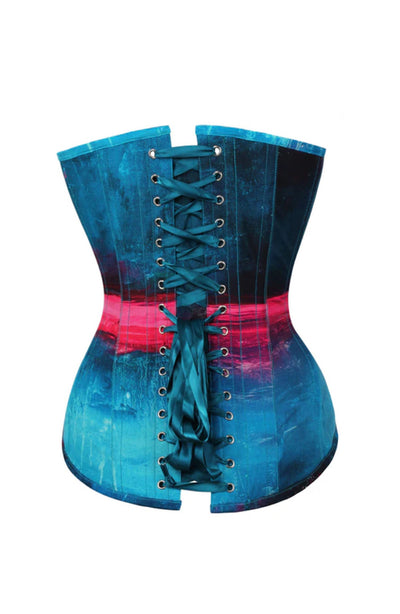 BOLD BLUE AND POPPING PINK ARTWORK CORSET BACK