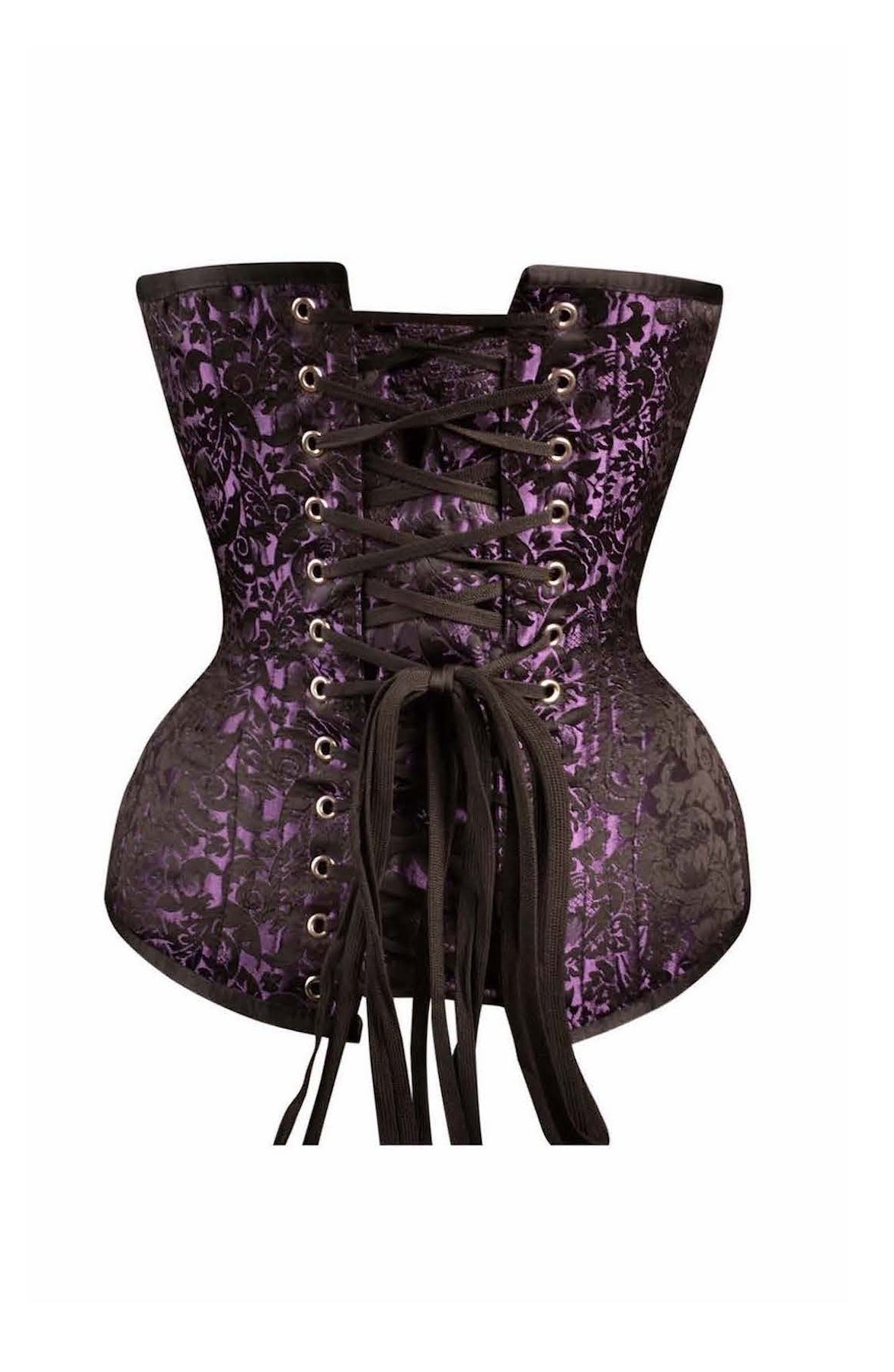 VICTORIAN PURPLE BROCADE EXPERT CORSET BACK